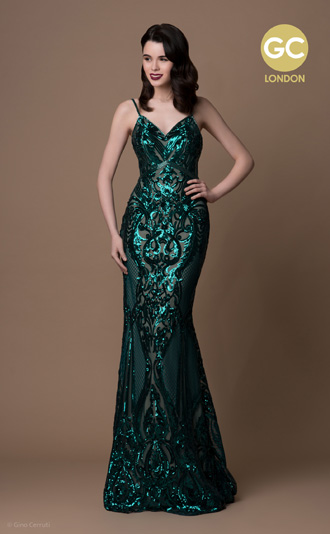 Dark Green Lace Prom / Evening Dress by Gino Cerruti