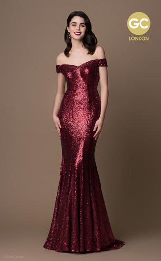 Shiny Red Prom / Evening Dress by Gino Cerruti