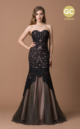Black Lace Prom / Evening Dress by Gino Cerruti